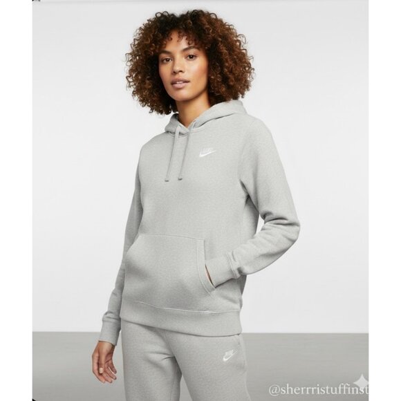 Nike Tops - EXCELLENT Club Nike Gray Classic Fleece Cotton Blend Pullover Hoodie L